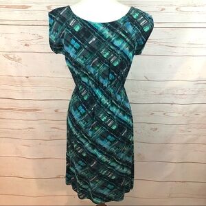 Matrushka Construction Los Angeles Teal Tie Plaid Dye Pocket Dress